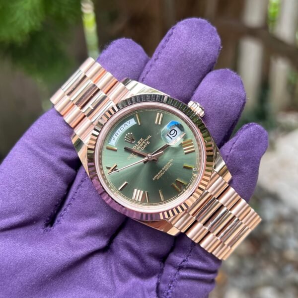 New 2025 Rolex Day Date 228235 Olive Dial Rose Gold